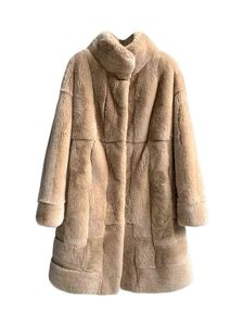 Vintage Trend Real Rabbit Fur lederen jas met standaard bont kraag groothandel winter vrouw warmer bontjas T220810