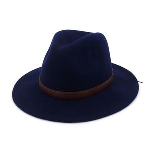 Casquette Trilby Vintage 100% laine, automne hiver, chapeau Fedora Jazz classique à large bord, casquette Cloche en feutre Panama