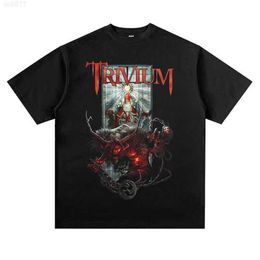 Vintage Trivium Rock Band Rock Scary Print T-shirt met korte mouwen Losse heren- en damestrendy High Streetiva3