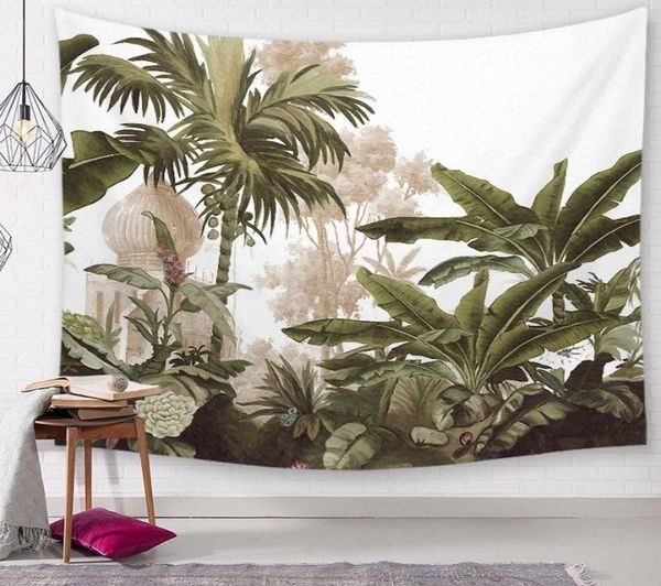 Vintage Tropical Tapestry Palmier Tree Mur suspendu décor de feuilles banane feuilles murales jungle pluvial