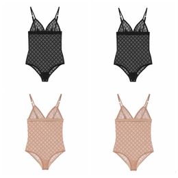 Vintage Tulle Lace Bodysuit Letters Geborduurd Zwembad Spa Body Womens Comfortabel Ademend Strand Lingerie Zacht Ondergoed Bi244M