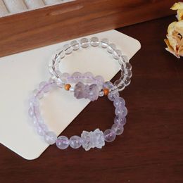 Fleurs de lotus jumelles vintage 8 mm Bracelets en croi de cristal blanc d'améthyste naturel pour femmes cadeaux de bijoux femelles ybr1138 240424