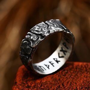 Diseño único vintage 14k Gold Viking Runes Ring for Men Women Viking Round Rock Rings Amuleto Joyería Regalo