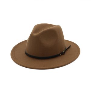 Vintage unisex mannen vrouwen vilten hoed brede rand fedora trilby panama pure kleur gangster cap jazz hoed voor femme mndjs015 D19011102