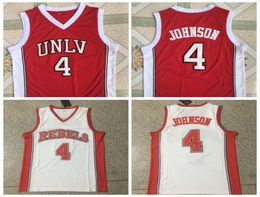 Vintage University of Nevada Las Vegas Larry Johnson College Basketball Jerseys Unlv 4 Red gestikte shirts SXXL4982997