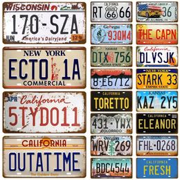 Vintage USA Art American Car Licening Metal Painting Vintage Plaque Tinne Bord Wall Decor voor Bar Pub Plate Craft Number Poster 30x15cm Woo