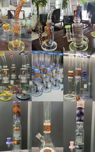 Vintage USA Color Glass Bong Water Pipe Hookah voor roken DAB Rigs kunnen klantlogo plaatsen