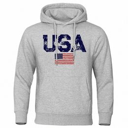 Vintage USA Flag Street Imprimer des vêtements Men Hip Hop Persalité Persalité Hooded Crewneck Fi Hoodies Fleep Pullovers Sweatshirts C7Z8 #