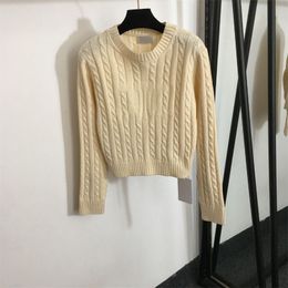 Vintage col en V femmes designer crochet pulls de luxe hiver doux chaud mélange de laine pull hauts pull tricoté hauts femmes tricots pull vêtements