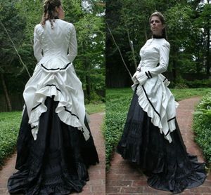 Vintage victorien Bustle Robes de bal de bal Gothic Black Gothic Special Occasion Gowns longs High Necy Civil War Femmes Robe de soirée formelle 2023