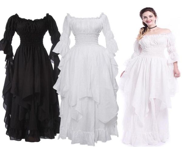 Vintage victorien Médiéval Robe Renaissance noire robe gothique femme cosplay Halloween Costume Prom princesse plus taille 5xl2804730