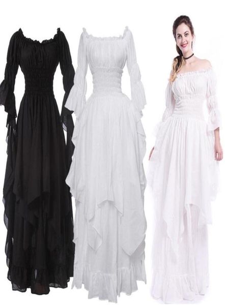 Vintage Victorian Médiéval Robe Renaissance Black Gothic Robe Femmes Cosplay Halloween Costume Prom Promb Princess plus taille 5xl6484018