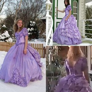 Vintage Victoriaanse Prinses Lila Quinceanera Jurken Gelaagde drukte Baljurk Sweet 16 Jurk Meisjes Feest Schoolfeest Speciale gelegenheden Jurken Gezwollen Luxe Vestido de 15 Anos