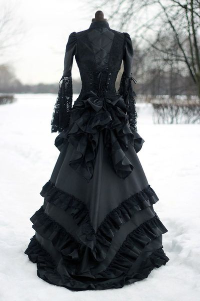 Vestido de novia victoriano vintage Bullicio negro Vestidos de novia góticos medievales históricos Cuello alto Mangas largas Corsé Cosplay de invierno 223V