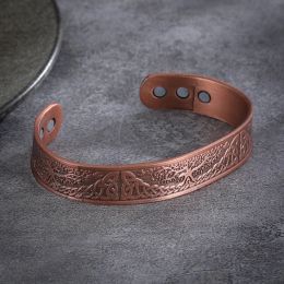 Vintage Viking Copper Color Aimant Bangle for Men Femmes Bio Energy Carving Bracelet Male Bracelet Unisexe Bracelet Thérapie