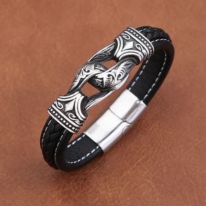 Bracelets en cuir Viking Vintage pour hommes, en acier inoxydable, arbre de vie, bracelet, bijoux de mythologie nordique, vente en gros, 240130