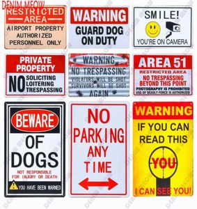 Vintage Waarschuwing Grot Prive-eigendom Metalen Bord Pas op voor honden Area 51 Metal Wall Art Plates NO Parking Home Decor5805696