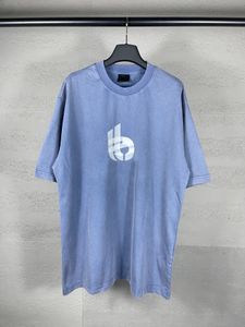 Vintage Lavé Coton T-Shirt T-Shirt À Manches Courtes Bleu Hommes Femmes T-Shirts T-Shirt Drôle