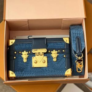 Vintage lavé Denim boîte femmes sac de créateur sac à bandoulière bleu vieille fleur épaule sac à main rabat sacs de messager épaule sac à main valise sac à main portefeuille de haute qualité