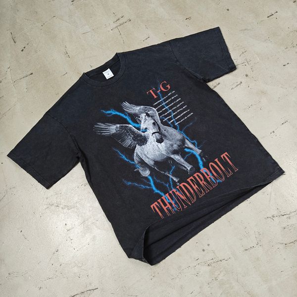 Vintage lavé t-shirts imprimé cheval à manches courtes Super doux lavé à la main hommes graphique imprimé chemises chemises décontractées M-XL