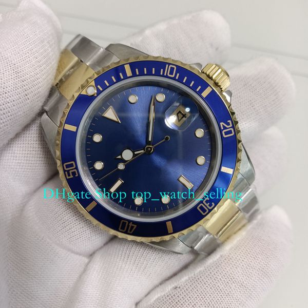 Orologi vintage da uomo 40mm quadrante blu data cinturino in acciaio oro bicolore BPf Cal.2813 movimento orologio antico da uomo vecchio stile