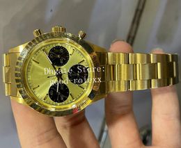 Relojes Vintage cronógrafo para hombres Menores Mecánicos 7750 Viento a mano Oro amarillo Eta Paul Newman Cosmografía Valjoux Antique Sport Wallwatchs