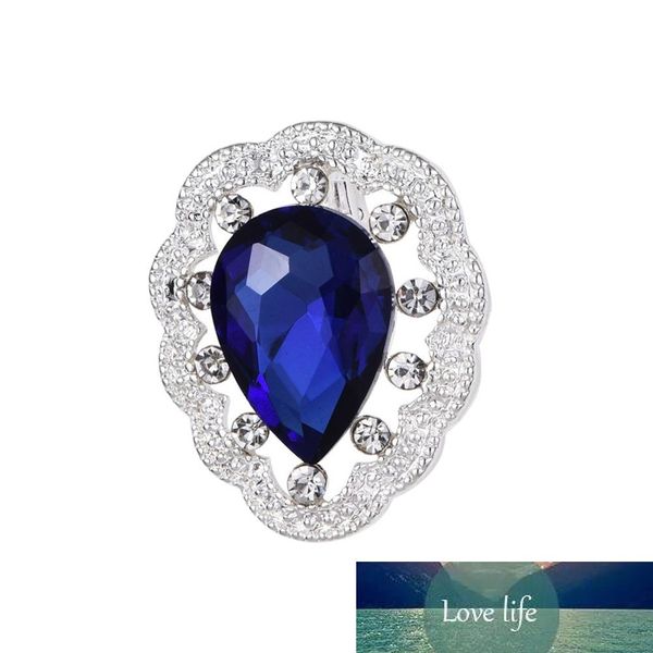 Broche de diamantes de imitación con cristales azules y gotas de agua Vintage, accesorios para mujer, alfileres de flores BRH0423