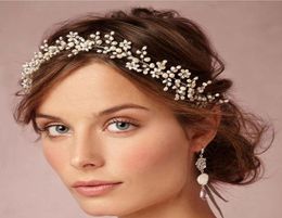 Vintage cire fleur couronnes diadèmes de mariée délicat front enveloppement années 1920 inspiré parure cheveux mariage main peignes à cheveux avec perles C6955786
