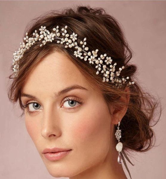 Couronnes de fleurs de cire vintage Tiaras nuptiales enveloppe de front délicate 1920 inspiré de cheveux de poils de mariage peignes avec perles C9948633