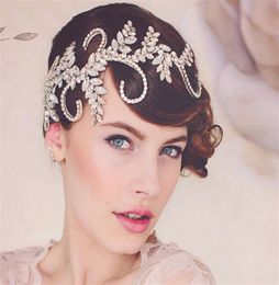 Vintage mariage bandeau de mariée strass front bandeau cristal couronne diadèmes bijoux argent charmant accessoires de cheveux Headpie6265737