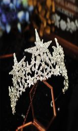 Vintage Wedding Bridal Star Crown Tiara Crystal Rhingestone Band Silver Gold Headpice Prom Prom Corée des cheveux coréens Ornamien4474289