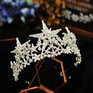 Vintage Bruiloft Bruids Ster Kroon Tiara Kristal Strass Hoofdband Zilver Goud Hoofddeksel Hoofdtooi Party Prom Koreaans Haar Ornament3015