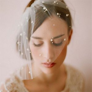 Vintage mariage mariée blanc cage à oiseaux voile fard à joues filet visage voile une couche accessoires de cheveux peigne coiffes bijoux voile de perles Hea193Z