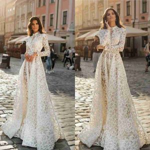 Vestidos de novia vintage para mujeres 2022 vestidos de novia elegantes una línea de encaje estilo boho boho bone de mariage