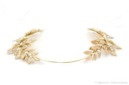 Vintage bandeaux de mariage accessoires de cheveux feuille d'or avec perles strass femmes bijoux de cheveux diadèmes de mariage bandeaux de mariée H4518932