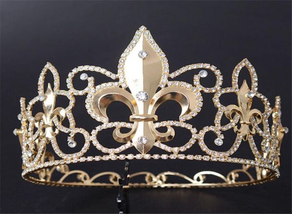 Vintage mariage reine couronne diadème mariée cristal strass casque bandeau cheveux accessoires bijoux concours complet couronne ronde T4756001