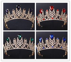 Vintage Bruiloft Koningin Tiara Prinses Kroon Bruids Kristal Strass Haaraccessoires Sieraden Hoofdband Sieraden Hoofddeksel Paars Re1607522