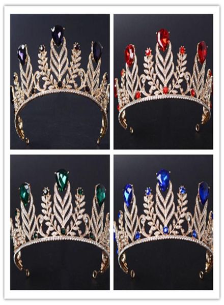 Vintage mariage reine diadème princesse couronne de mariée cristal strass cheveux accessoires bijoux bandeau bijoux casque violet Re4589068