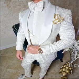 Vintage bruiloft Tuxedos Three Pieces Suits Aangepast maken Groom Pak Jacket en broek met Vest Classic Fit Bridegom Tailcoat