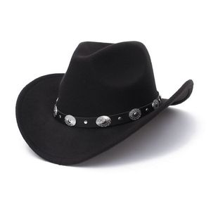 Vintage Western Cowboyhoed Voor Mannen Brede Rand Jazz Cap Met Lederen Riem Sombrero Vier Seizoenen 2107092989