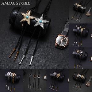 Vintage Western Cowboy Jazz Hat Alloy Mens Bolo Tie Men Men Femmes Corche en cuir Long Collier Poue-chemise Tie Tie Men Accessoires 240423