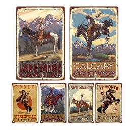 Vintage Western Cowboy Métal Art Peinture Signe Plaque Équitation Chasse Affiche Art Peinture Rétro Décor À La Maison Plaques 30X20cm W03