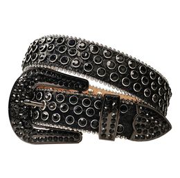 Cinturón occidental Vintage con diamantes de imitación, hebilla extraíble, vaquero, vaquera, cuero ostentoso, cinturón con tachuelas de cristal para mujer y hombre 8564742