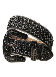 Cinturón occidental Vintage con diamantes de imitación, hebilla extraíble, vaquero, vaquera, cuero ostentoso, cinturón con tachuelas de cristal para mujer, Men6253155
