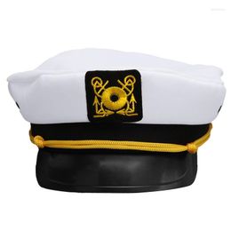 Vintage Wit verstelbare schipper Sailors Navy Captain Boating Militaire hoed Cap Adult Party Fancy Dress unisex brede rand hoeden delm22