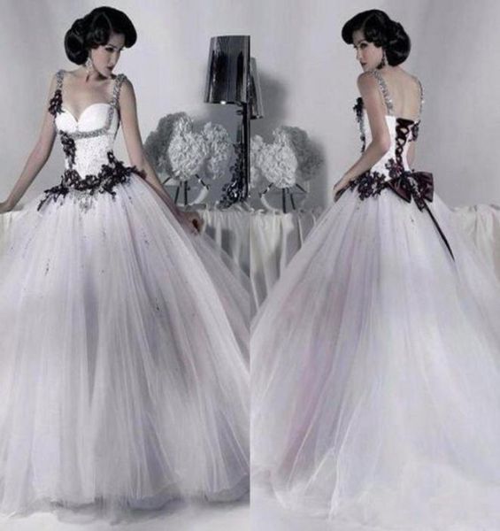 Robes de mariée en tulle blanc et noir