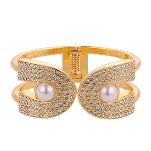 Vintage plaqué or blanc perle ouverte manchette bracelet personnalisé large bracelets pour femme dames esthétique nouveau luxe fête de mariage bijoux de mariée bijoux cadeaux