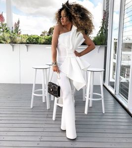 Vintage White Femmes Assuries Une épaule robes de bal de bal à main