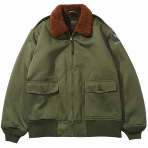 Vintage hiver Bomber veste hommes US Army Air Force B10 vestes de vol laine épaisse polaire fourrure manteaux chauds uniforme tactique d1bJ #