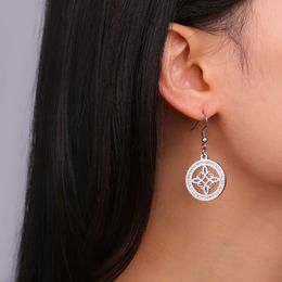Boucles d'oreilles de sorcière vintage en acier inoxydable Zircon Celtics note ronde Round Boucle d'oreille Witchcraft Amulet Jewelry Gift